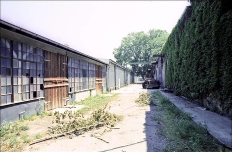 Caucasian girl is restrained and left alone at an abandoned industrial site 77724304