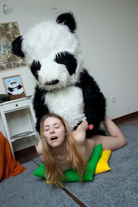 Skinny teen Kris has sexual intercourse with a Panda while wearing socks 35933992