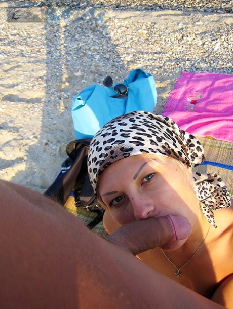 Blonde girl Adele dons a bandanna skull cap during making of homemade sex tape 54082927