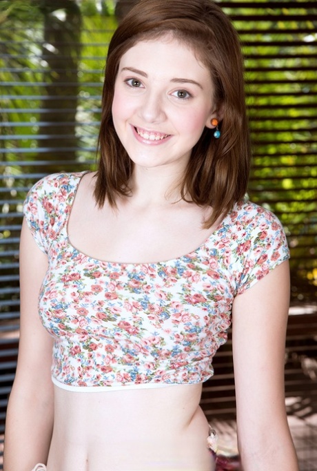 Young girl with brown hair Blaire Ivory is stripped naked by her boyfriend 19709483