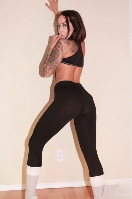 Pretty brunette Cindy Cupcakes strips to white socks in a tempting manner 55669943
