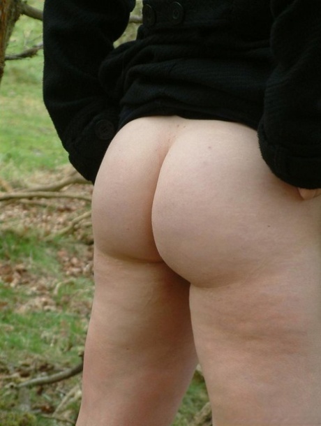 British girl flashes her bare ass and pussy just inside the beginning of woods 40870272