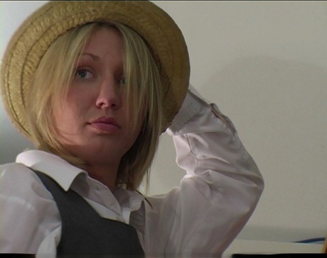 Blonde student has her ass turned bright red while being caned by a lady 37251157