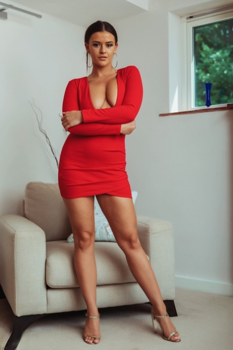 British teen Brook Wright frees her great body from a red dress 33004555