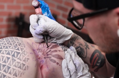 UK female Amber Luke has her anus area tattooed before being fucked 89872259