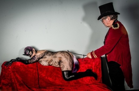 Mature fatty Layla Bird gives a deepthroat blowjob during costume play 89233561