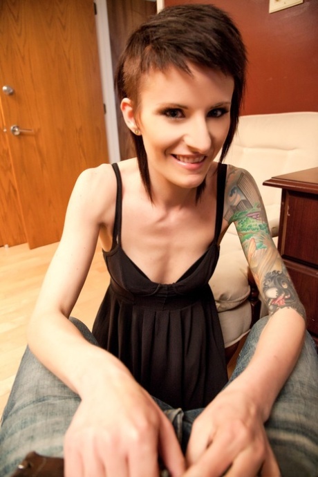 Tattooed redhead Eliza takes a cumshot on tiny tits after a a butt fuck 98667210