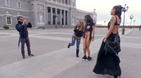 Submissive girl is paraded on the street in the nude before being gangbanged 75835066