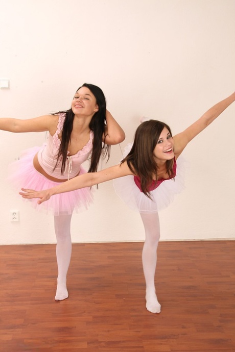 Young girls have lesbian sex in ripped tights and tutus during dance class 58764501