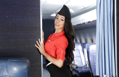 Leggy Latina Veronica Rodriguez sheds flight attendant outfit to masturbate 24991651