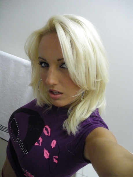 Hot blond gf Cody Love snapping selfies of her perfect tits in bathroom mirror 43687810