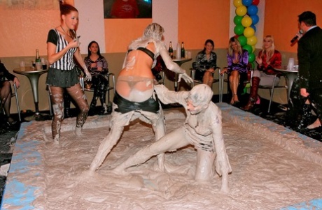 Lecherous european hotties have some messy mud wrestling fun 32563606