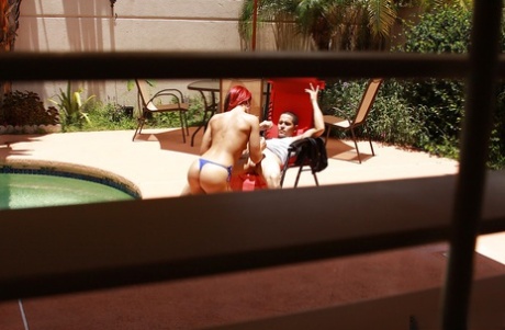 Redhead chick with neat ass Crystal Rayne gets shagged by the pool 89007013